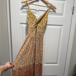 Angie Floral Maxi Dress in Mustard, Peach and Rust